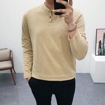 구스마켓 남성용 로터스 헨리넥 티셔츠 (4Color) 긴팔