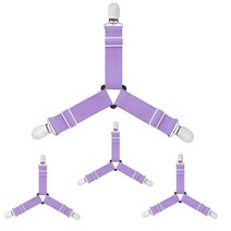 클립 침대 코너 홀더 침대 시트 패스너 매트리스 커버 클립 헤비 듀티 침구 시트 탄성 스트랩 조절 가능, 보라색 4개