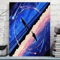 DIY 명화 그리기 너의 이름은 명장면 애니 굿즈 유화 칠하기 색칠 공부 피포 페인팅, 50x65 블랙 테두리 + C + 단독