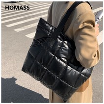 HOMASS 가벼운 누빔 퀼팅 토드백 패딩 크로스백 양면 패딩가방 여성 크로스백 패딩가방 숄더백