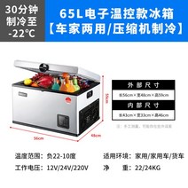 차량용냉장고 트럭 차박 냉장고 이동식 충전식12v24v 자동차 2 도어 소형 냉동고, 65L 전자식 차량 겸용 냉동고