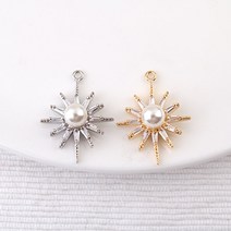 비즈아이 [7310-15]큐빅펜던트 큐빅진주태양 19x25mm 1개