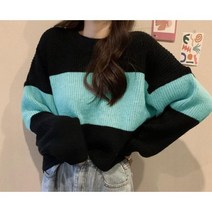 [마켓셀리] 루즈핏 라운드 니트 긴팔 티 프리사이즈
