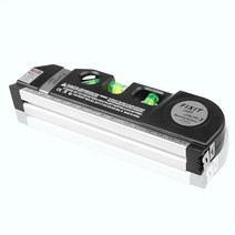 [무료배송]4 in 1 다목적 적외선 레이저 레벨 수직 크로스 라인 레이저 테이프 2.5m 측정 테이프 포함, 검은색, 03 spirit level