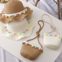 폼폼이 왕골 모자 가방/밀짚모자/왕골가방