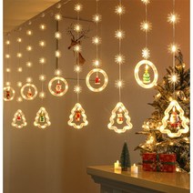 워스해빙 크리스마스 LED 오너먼트 눈꽃 줄조명 전구 링 + 트리, [1] 링+트리, 웜화이트(전구색)