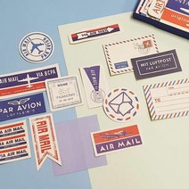 빈티지 라벨 스티커 비행기 심플스티커 문구용품 팬시용스티커, 단품