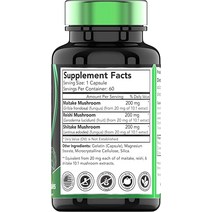 영지버섯 잎새버섯 ampamp 표고버섯 복합 보충제 60 캡슐 x 600 MG 천연 베타 글루칸 강력한 버섯 분말 추출물 비 GMO 글루텐 견과류 유제품 없음 의해 TNVitam