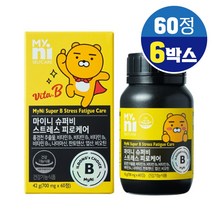마이니 슈퍼비 스트레스 피로케어 홍견천 추출물 비타민B 비타민비 나이아신 판토텐산 정 식약처인증 건강기능식품, 6개, 스트레스 피로케어 60정, 60정