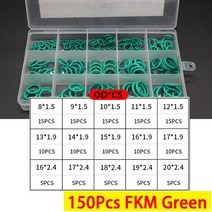 가정용 고압세차기 충전용 박스형 VMQ NBR FKM O 링 세트 고무 와셔 씰 어소트먼트, 14 150Pcs FKM Green, 14 150Pcs FKM Green