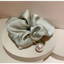 오로라 진주 포인트 럭셔리 헤어 무지 곱창밴드