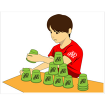 두뇌발전 집중력향상 컵쌓기12p 컵스텍 학습완구 머리가 좋아지는 어린이집 놀이용품, 주황