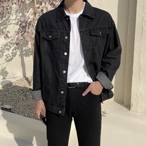 어둑 가성비 베이직 오버핏 남자 데님 청자켓 (2color)