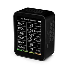이산화탄소측정기 CO2측정기 TuyaWiFi 공기질 모니터 PM25 HCHO TVOC 가스 감지기 온도 습도 테스터, Black-NO WIFI