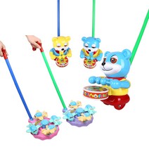 북치는 곰밀대 비행기 걸음마보조 장난감 밀대 완구, 북치는 곰밀대 옐로우