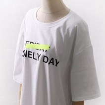 국산/빅 라운드 데일리 론니 박시핏 네온배색 반팔티