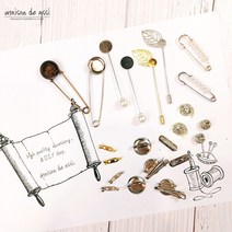 브로치 핀 모음/원볼판 /기본형 /T자형 /부토니에 핀 브로치 만들기/악세사리 부자재, 진주 부토니에 1개, 니켈