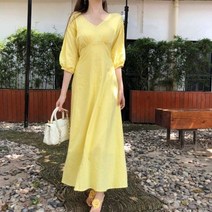 여름 반팔 원피스 레몬글라스 린넨 롱 원피스 [ 데일리 데이 ]