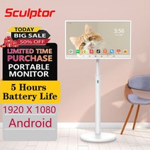 휴대용모니터 랩탑 포터블 스컬프터 IPTV 스마트 휴대용 모니터 터치 스크린 안드로이드 노트북 폰 Xbox PS4-5 스위치용 4k 2k 1k 라이브 디스플레이 4G +, 13.32inch 1080 - AU 플러그
