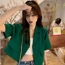 포린박스 예쁜 캐주얼 퍼플 여름 블레이저 정장 숏 재킷 SH