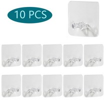 투명 강력 벽걸이 플러그 후크 자체 접착 문 걸이 주방/욕실용, 10pcs