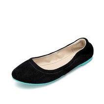 CZZPTC 여성용 발레 플랫 슈즈 로즈 골드 [미국 직배송], 9, Blacksuede