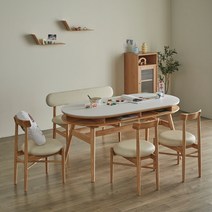 라움에스알 4인용 데이지 서랍형 양면세라믹 식탁, 데이지양면세라믹타원형(화이트/화이트마블1600), 다리/내추럴