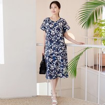 싹쓰리마켓 엄마옷 여성 인견 반팔 원피스 잠옷 마실룩 홈웨어-바람꽃