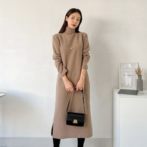 퍼니걸스 9725 폴라 기모 골지 니트 롱 원피스 여성의류