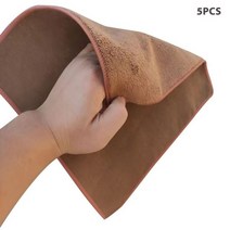 세차 광택 슈퍼 흡수성 자동차 건조 타올 두껍고 부드러운 세탁 가능 청소 천 및 연마 세차 관리, Coffee, 5pcs