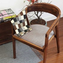 북유럽 원목 의자 우드 등받이 레스토랑 의자, 월넛컬러+오일왁스가죽쿠션