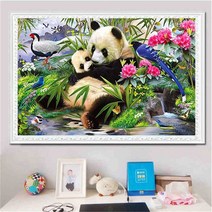 MINJING 3D전체DIY 큐빅 보석 십자수세트 경치 동물 판다 식물 대나무 취미생활 비즈십자수 집들이 선물 생일 nvfdughjr9bf 032, 1세트, 150x100cm