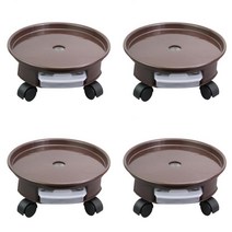 바퀴가 달린 4Pcs 화분 돌리 원형 화분 무버 대형 롤링 플랜트 캐디 브라운 27~38cm, 직경 27cm, 커피, 플라스틱