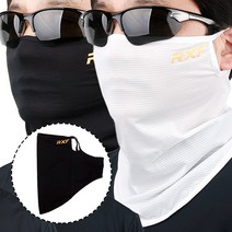 RXF 엑스6 1+1 뒷면숏타입 폴리 골프마스크 여름 냉감 골프스킨 멀티스카프 파크골프, 블랙+화이트
