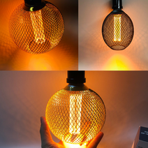 LED 에디슨 전구 철망 인테리어 감성 조명 램프 레터링 집꾸미기 카페조명 무드등 4W, 2.LED 철망 타원형 에디슨 전구세트, 블랙