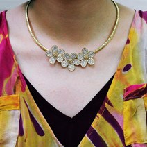 BNP 3단 데이지꽃 꽃송이 오메가 목걸이 여자친구 기념일선물 플라워 초커목걸이 악세사리