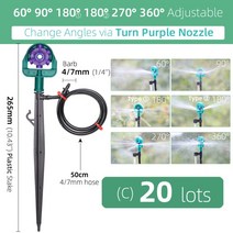 스프링클러 MUCIAKIE-60/90/180/270/360 도 스프링클러 50CM 필터 유리 스테이크 관개 급수 노즐 각도 조절, Cx20pcs, 03 Cx20pcs