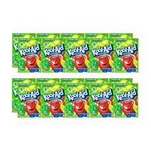 Kool-Aid Lemon-lime Unsweetened Drink Mix 쿨에이드 레몬라임 드링크 믹스 0.13oz (3.6g) 20팩, 1개