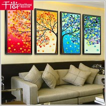 보석 십자수 사계절 나무 120x50cm (30x50cm+4개 세트) 돈 들어오는 큐빅 비즈 아트 제작 diy 명화그리기