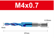 티타늄 도금 육각 생크 HSS 나사산 메트릭 탭 드릴 비트 1-3 개 나사 기계 M3 M4 M5 M6 M8 M10 수공구, [14] blue-M4, [01] 1 PCS