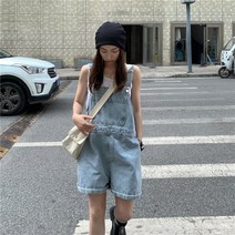 Hooozen 레트로 스타일 데님 여성 오버롤 점프수트