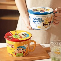 차쿠 짱구 크레용 신짱 컵라면 용기 라면기 손잡이그릇 2종, 옐로우
