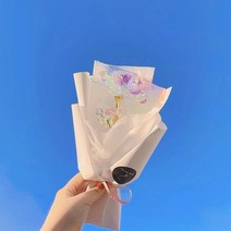 어도러블플레르 시들지않는꽃 홀로그램장미 한송이꽃다발 기념일꽃 생일선물 여친선물 커플선물 조화꽃다발 크리스탈장미 유리장미, 세송이/반투명
