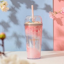 스타벅스 중국 2022 벚꽃MD 돔형 뚜껑 벚꽃 레이어드 더블월 PP소재 휴대용 빨대컵 473ml