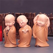 귀여운 작은 스님 상태 인형 종교 부처님 수지 공예 미니어처 장식품 액세서리 홈 자동차, 16 3pcs Set D