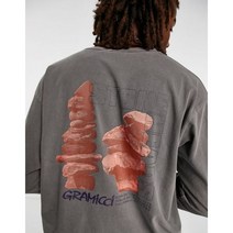 Gramicci 그라미치 남성 맨투맨 스톤헤드 백프린트 그레이 긴소매 탑