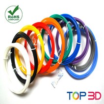 TOP3D 정품 국산 고온3D펜용 PLA 필라멘트 세트, 국산 PLA 5m 10색 세트