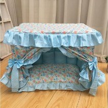순면 개집 가을과 겨울 침대 중소형 개 둥지 애완 동물 사계절 범용 하우스, E. 푸른 꽃