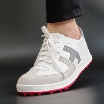 남성 스파이크리스 골프화 (화이트 그레이) 연습용 필드용 스크린 골프 운동화 국산 스니커즈