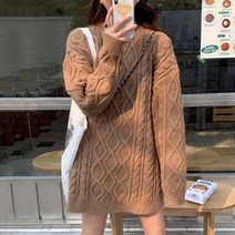 꽈배기 루즈핏 미니 니트 원피스